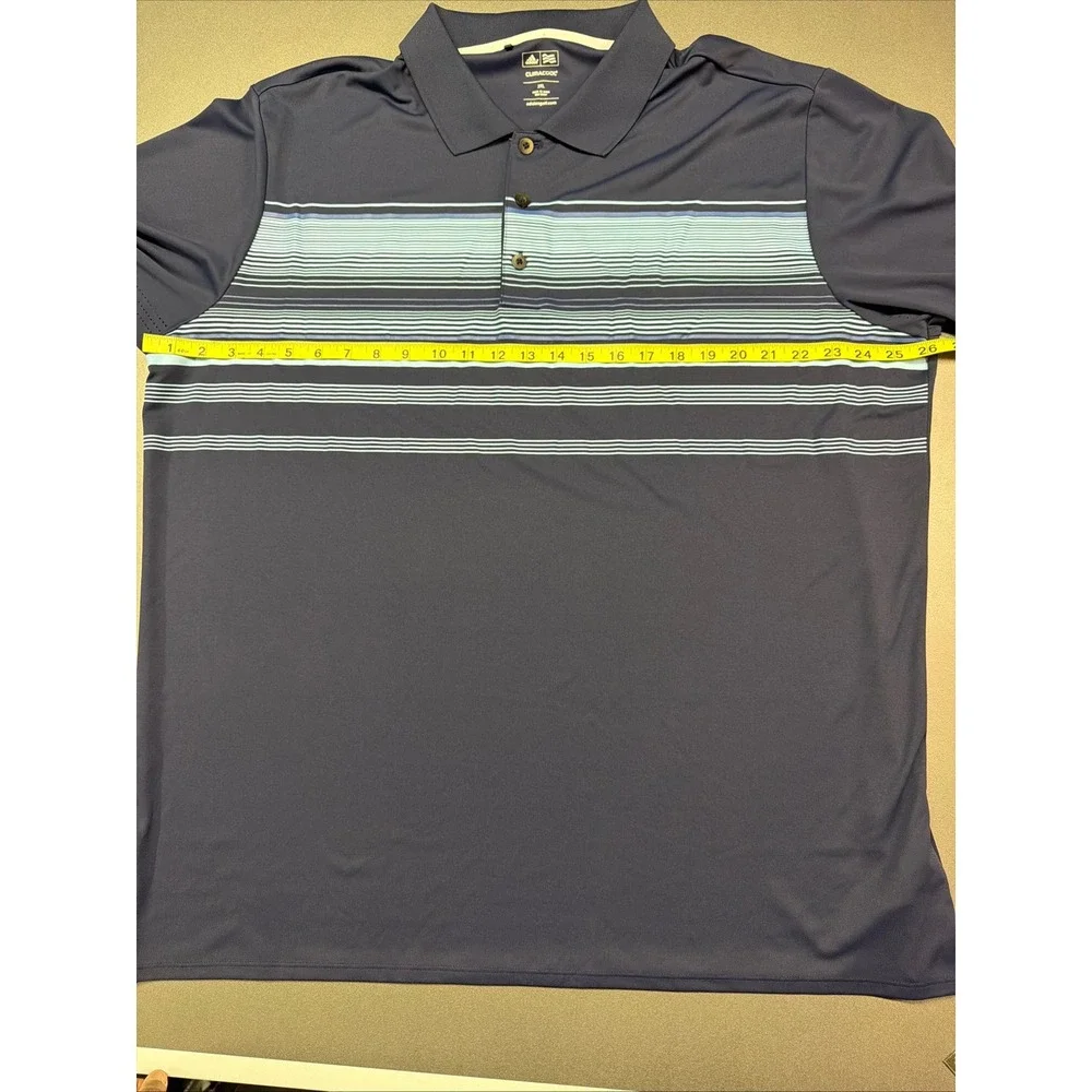 Adidas Climacool Golf Polo Shirt Men 2XL Navy Blue Striped Short Sleeve Athletic